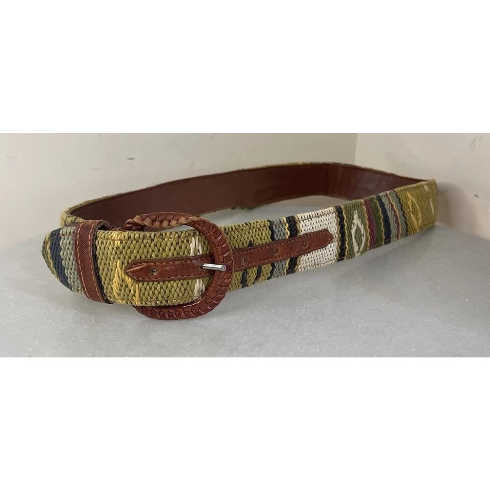 CW Clifford & Willis Woven Southwestern Geometric Tapestry in Leather Belt 37”